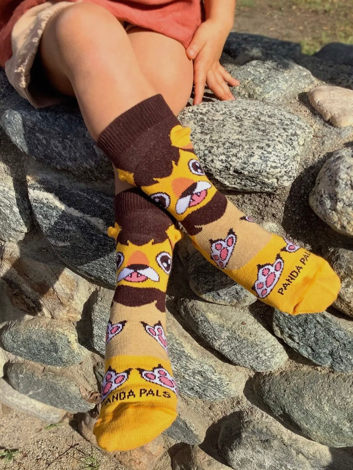 A HAPPY LION With 3-D Ears Unisex Kids Socks Ages 3-5 Sock Panda Brand Shoe Size 7-12 - Novelty Socks And Slippers