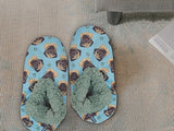 COMFIES BRAND Ladies PUG DOG Non-Skid SLIPPERS - Novelty Socks And Slippers