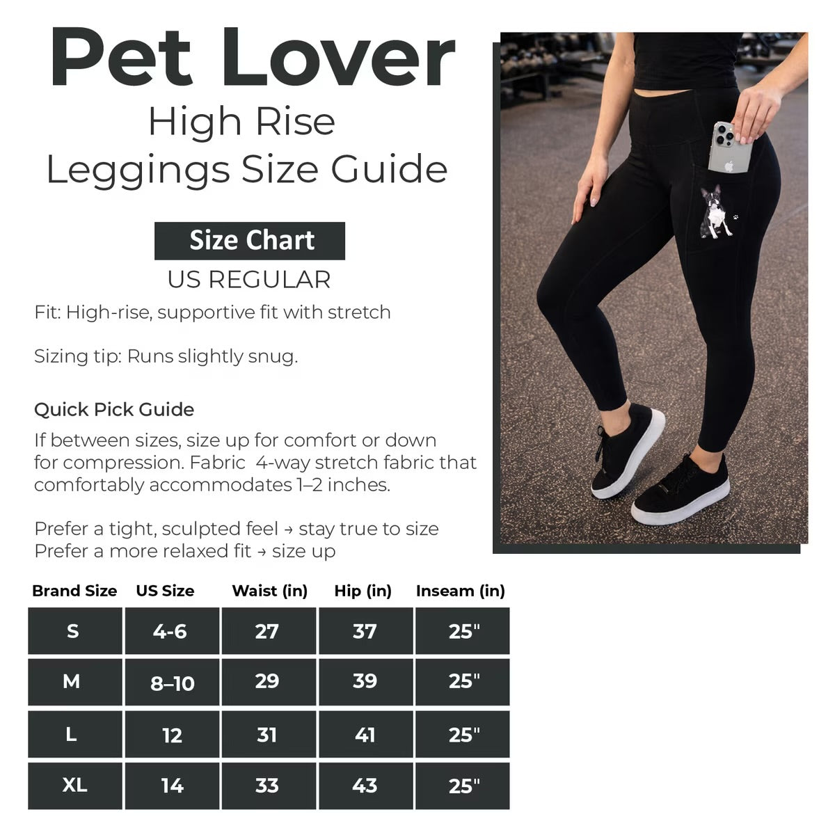 BOSTON TERRIER Dog Ladies High Rise Leggings With Pockets URBAN ATHLETICS Brand By E&S Pets