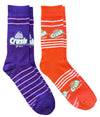 GRAPE CRUSH & ORANGE CRUSH SODA Unisex Adult 2 Pair Of Socks ODD SOX Brand Size Large - Novelty Socks And Slippers