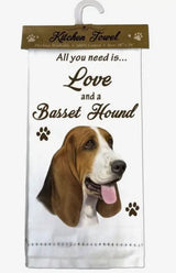 ALL YOU NEED IS LOVE & A DOG Kitchen Tea Towel By E&S Pets (Choose Breed)