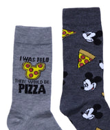 DISNEY MICKEY MOUSE Men’s 2 Pair Of Socks I WAS TOLD THERE WOULD BE PIZZA