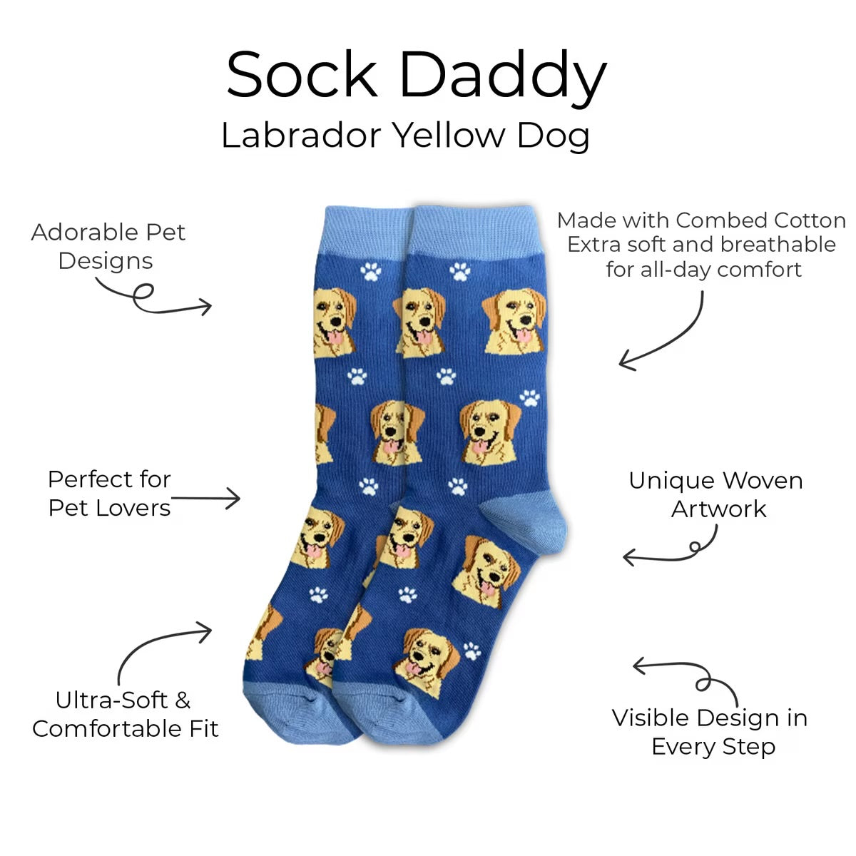 YELLOW LABRADOR Dog Adult Unisex Socks By E&S Pets Choose Style