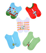 PEANUTS Ladies 5 Pair Of SNOOPY & WOODSTOCK No Show Socks With STRAWBERRIES
