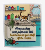 SASSY FUNNY CAT Sayings Set Of 3 Swedish Dishcloths ‘DOGS HAVE OWNERS. CATS HAVE STAFF. I KNOW MY PLACE’
