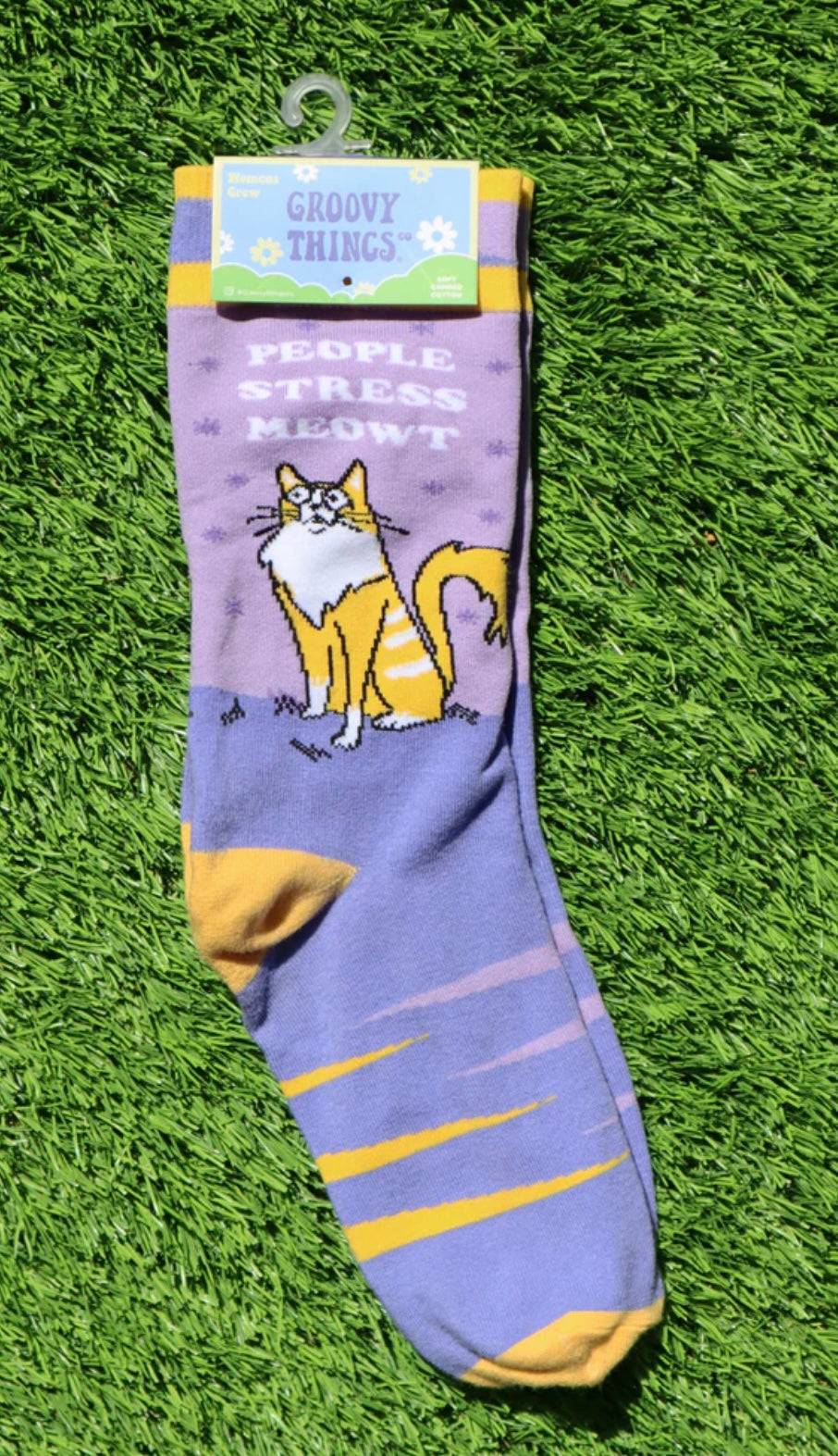 GROOVY THINGS Brand Ladies CAT Socks PEOPLE STRESS MEOWT - Novelty Socks And Slippers