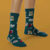 BOOK NERD Ladies Socks MeMoi Brand SLY FOX & BOOKS - Novelty Socks And Slippers