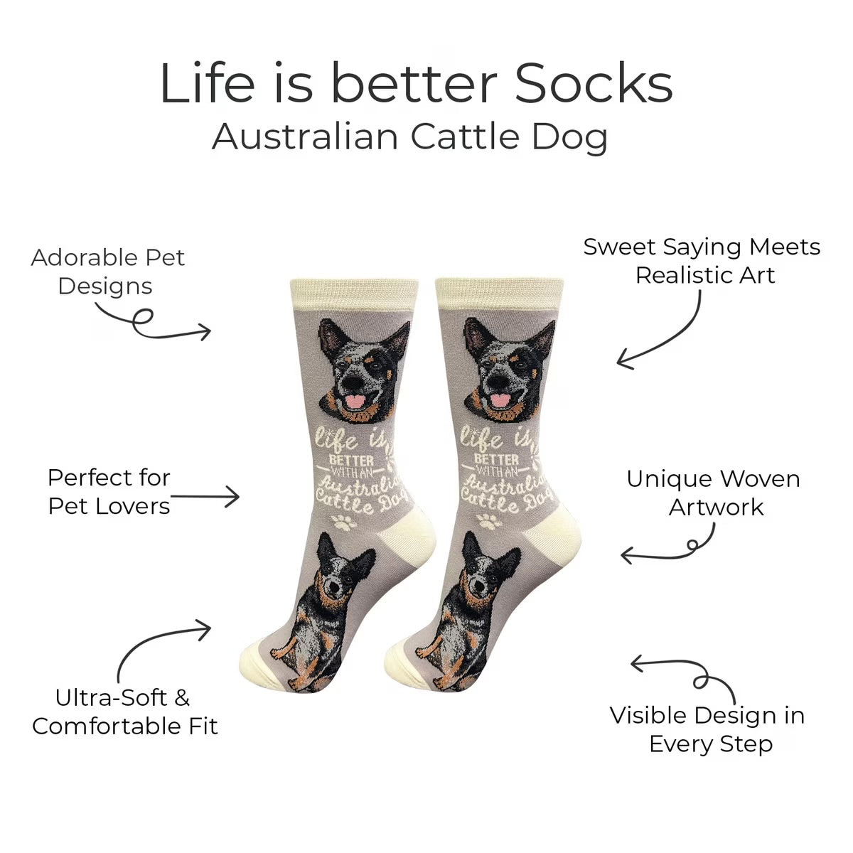 AUSTRALIAN CATTLE Dog Adult Unisex Socks By E&S Pets Choose Style