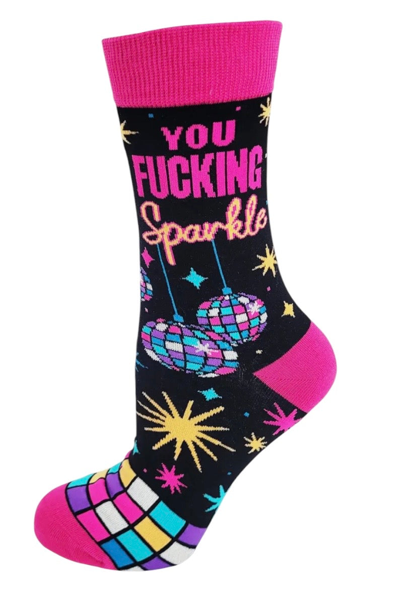 YOU FUCKING SPARKLE Ladies Socks Fabdaz Brand