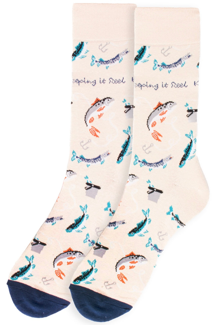PARQUET Brand Men’s FISHING Socks ‘KEEPING IT REEL’ - Novelty Socks And Slippers