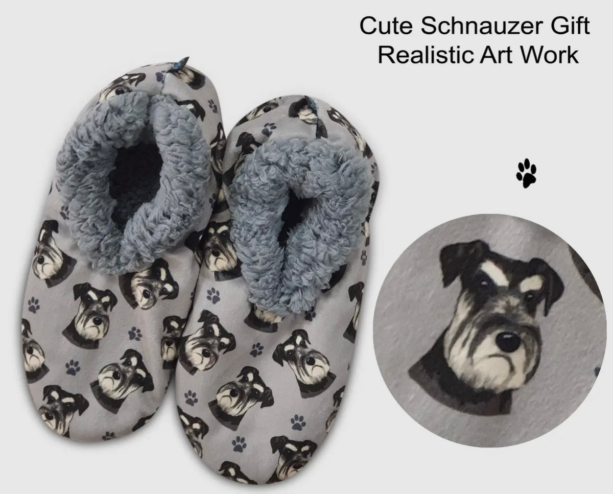 SCHNAUZER Dog Ladies Non-Slip Slippers COMFIES BRAND By E&S Pets - Novelty Socks And Slippers