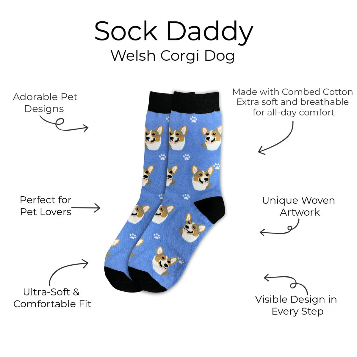 WELSH CORGI Dog Adult Unisex Socks By E&S Pets Choose Style