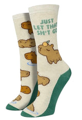 JUST LET THAT SH*T GO Ladies CAPYBARA Socks SOCK HARBOR Brand - Novelty Socks And Slippers