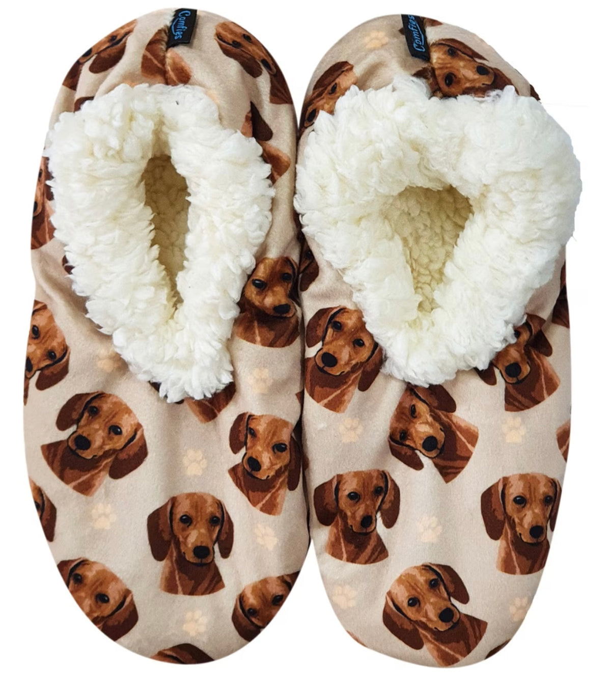 RED DACHSHUND Dog Ladies Non-Slip Slippers COMFIES BRAND By E&S Pets - Novelty Socks And Slippers