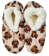 RED DACHSHUND Dog Ladies Non-Slip Slippers COMFIES BRAND By E&S Pets - Novelty Socks And Slippers