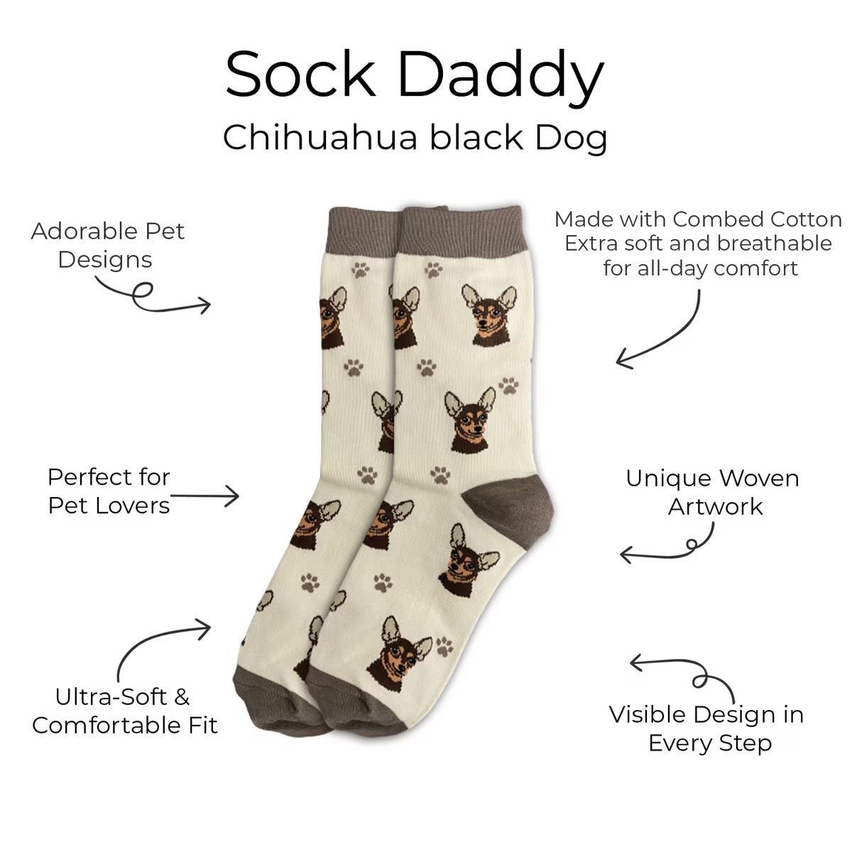 BLACK CHIHUAHUA Dog Adult Unisex Socks By E&S Pets Choose Style