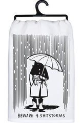 BEWARE OF SHITSTORMS Kitchen Tea Towel By Primitives By Kathy - Novelty Socks And Slippers