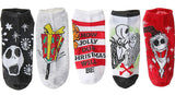 DISNEY THE NIGHTMARE BEFORE CHRISTMAS Ladies 5 Pair Of No Show Socks ‘HOW JOLLY OUR CHRISTMAS WILL BE’ - Novelty Socks for Less