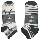 NOLLIA BRAND Ladies 6 Pair MUSIC Low Cut - Novelty Socks And Slippers