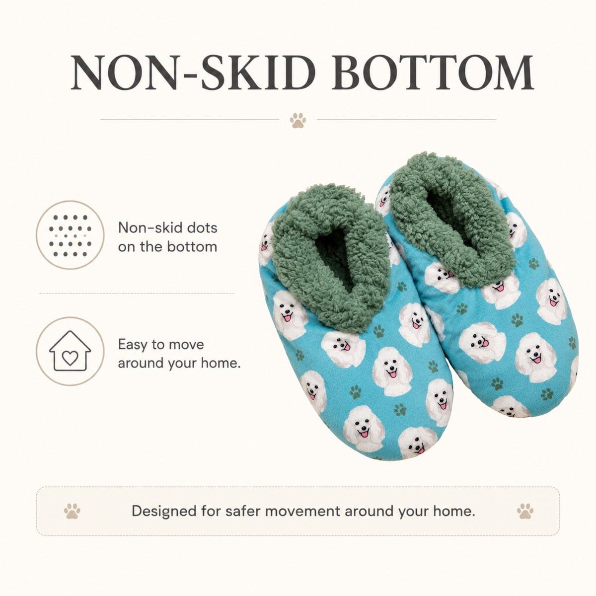 POODLE Dog Ladies Non-Slip Slippers COMFIES BRAND By E&S Pets