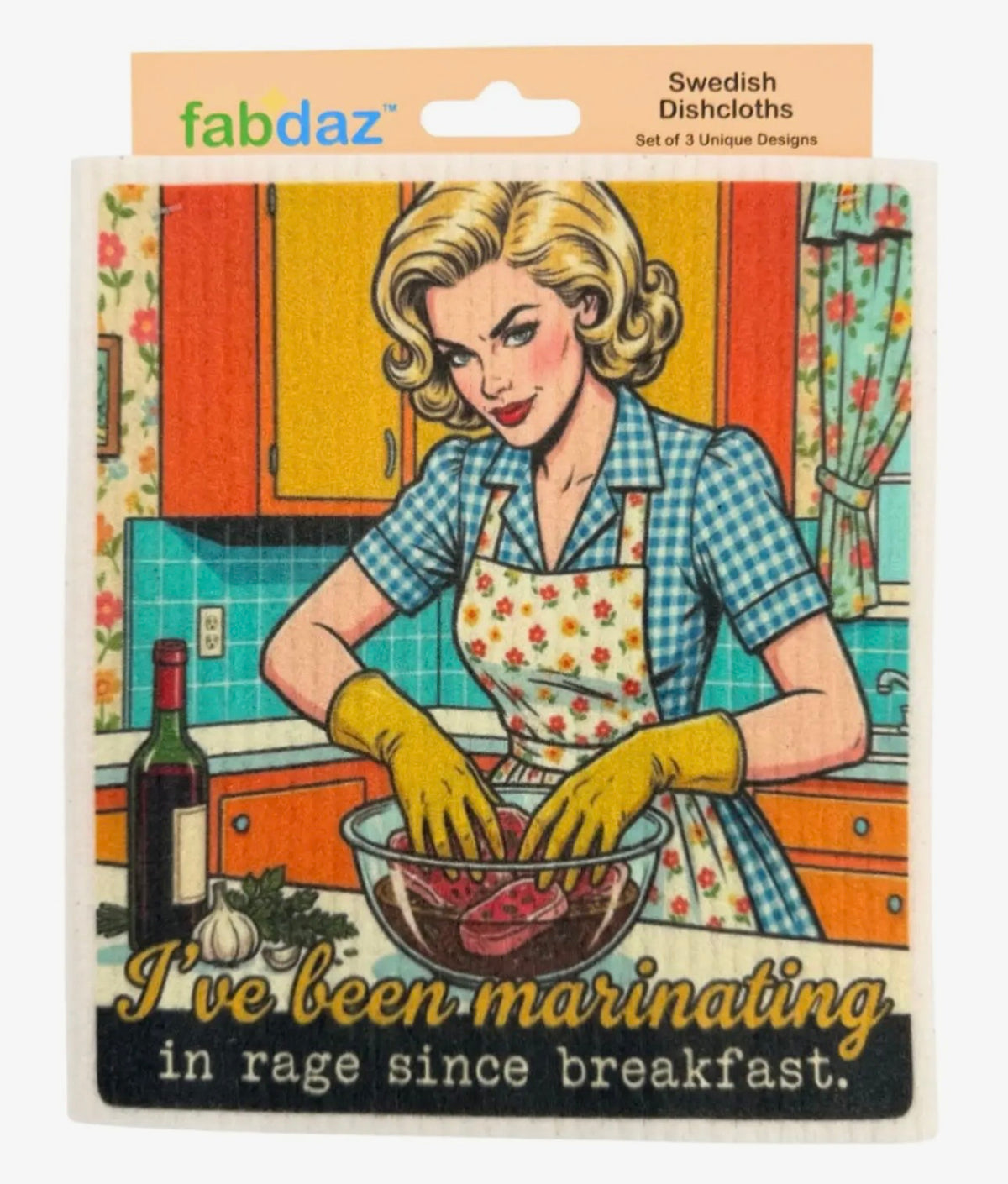 COOKING RETRO WIFE Set Of 3 SASSY Swedish Dishcloths ‘I Followed The Recipe. The Recipe Was Bullshit.