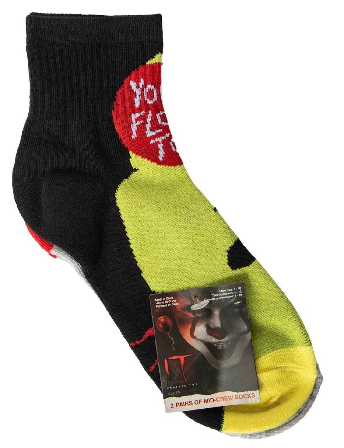 IT THE MOVIE Ladies 2 Pair Of PENNYWISE HALLOWEEN Socks (Choose Style)
