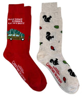 NATIONAL LAMPOONS CHRISTMAS VACATION Men’s 2 Pair Of Socks BURN SOME RUBBER EAT MY DUST - Novelty Socks And Slippers