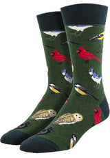SOCKSMITH Brand Men’s BIRD IS THE WORD SOCKS Cardinal, Blue Jays, Owls - Novelty Socks And Slippers