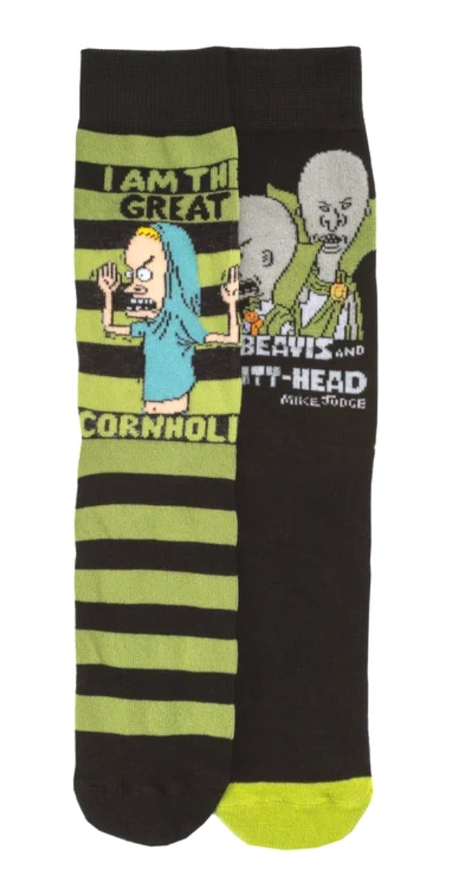 BEAVIS And BUTT-HEAD Men’s 2 Pair Of Halloween Socks ‘I AM THE GREAT CORNHOLIO’