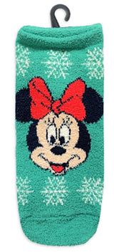 DISNEY Ladies CHRISTMAS 3 Pair Of Cozy Plush Low Cut Socks MICKEY & MINNIE - Novelty Socks for Less
