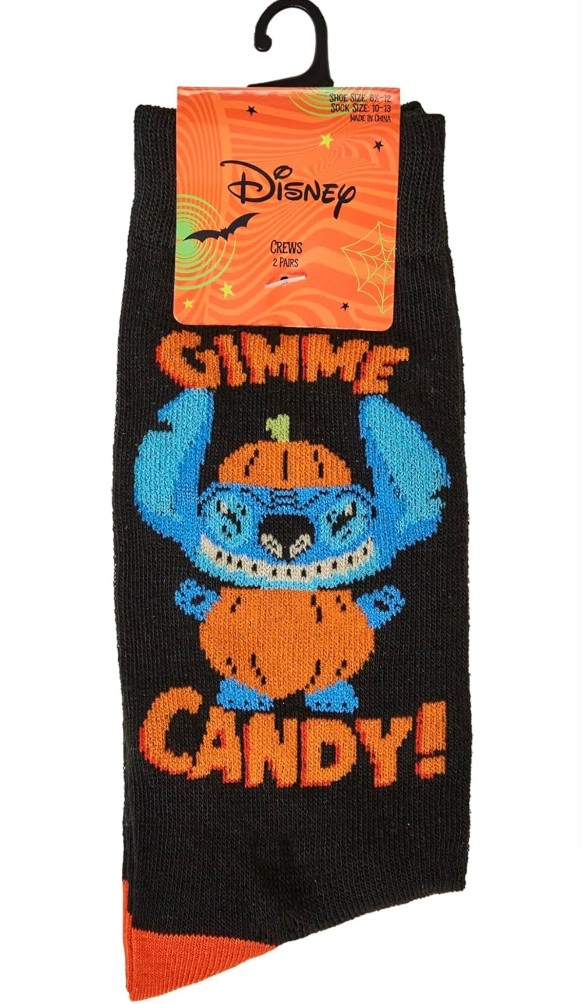 DISNEY LILO & STITCH Men’s HALLOWEEN 2 Pair Of Socks ‘GIMME CANDY!’ - Novelty Socks And Slippers