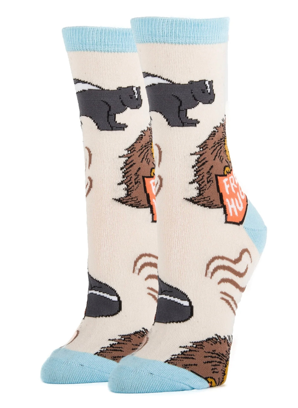 OOOH YEAH Brand Ladies FREE HUGS Socks SKUNK & PORCUPINE - Novelty Socks And Slippers