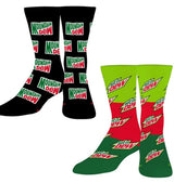 MOUNTAIN DEW SODA Unisex 2 Pair Of Socks ODD SOX Brand Size Large - Novelty Socks And Slippers