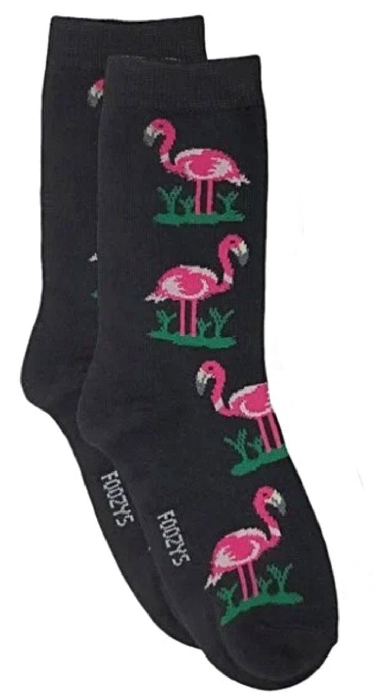 FOOZYS Brand Ladies PINK FLAMINGO Socks PINK FLAMINGOS ALL OVER - Novelty Socks And Slippers