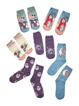 DISNEY THE NIGHTMARE BEFORE CHRISTMAS LADIES 6 Pair Of Socks Gift Set - Novelty Socks And Slippers