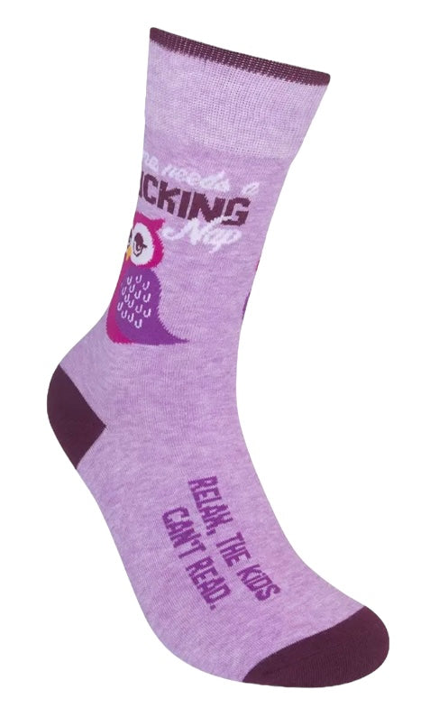 FUNATIC Brand Unisex ‘MAMA NEEDS A FUCKING NAP RELAX, THE KIDS CAN’T READ’ Socks - Novelty Socks And Slippers
