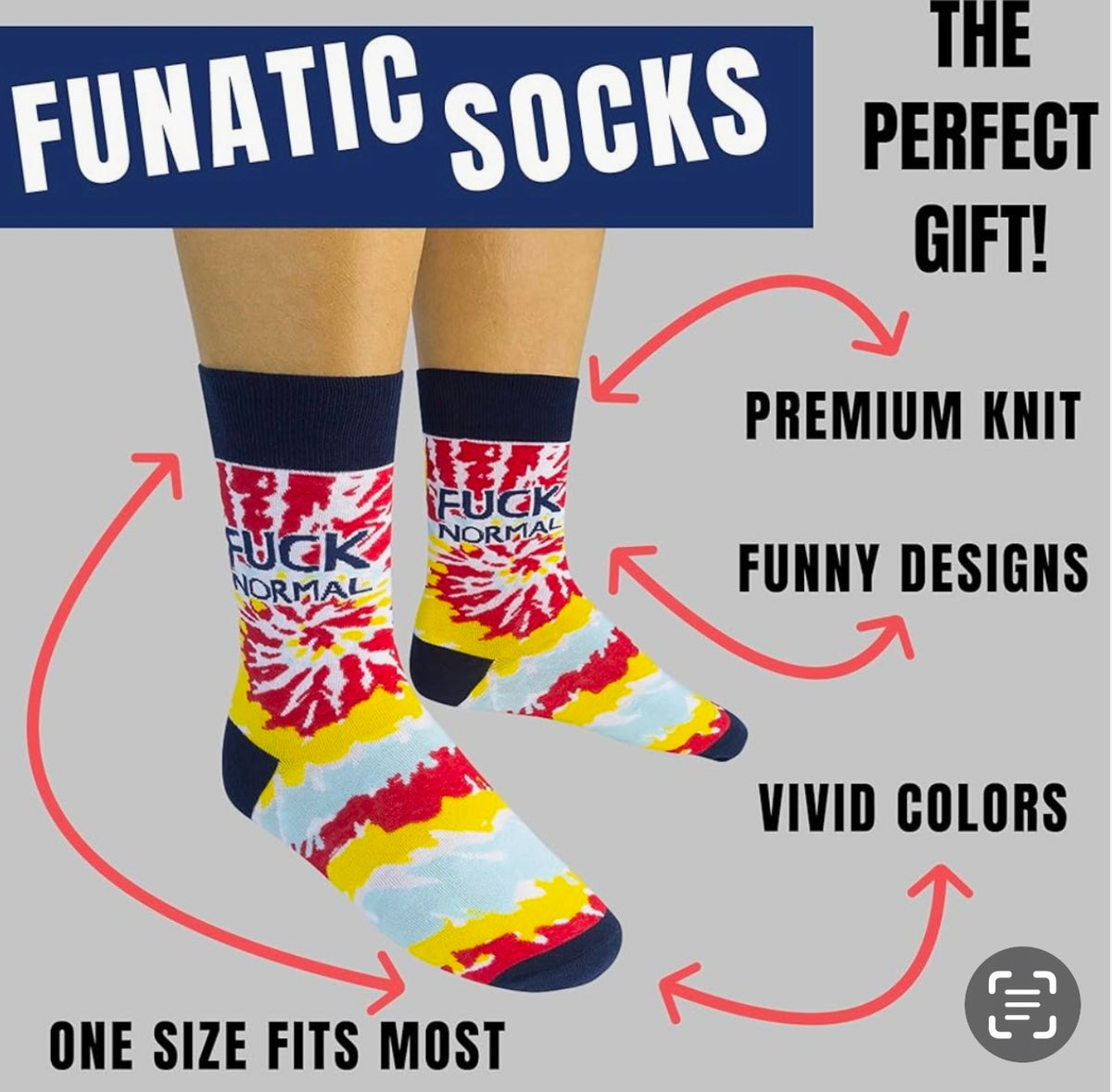 FUNATIC Brand Unisex Socks FUCK NORMAL - Novelty Socks And Slippers