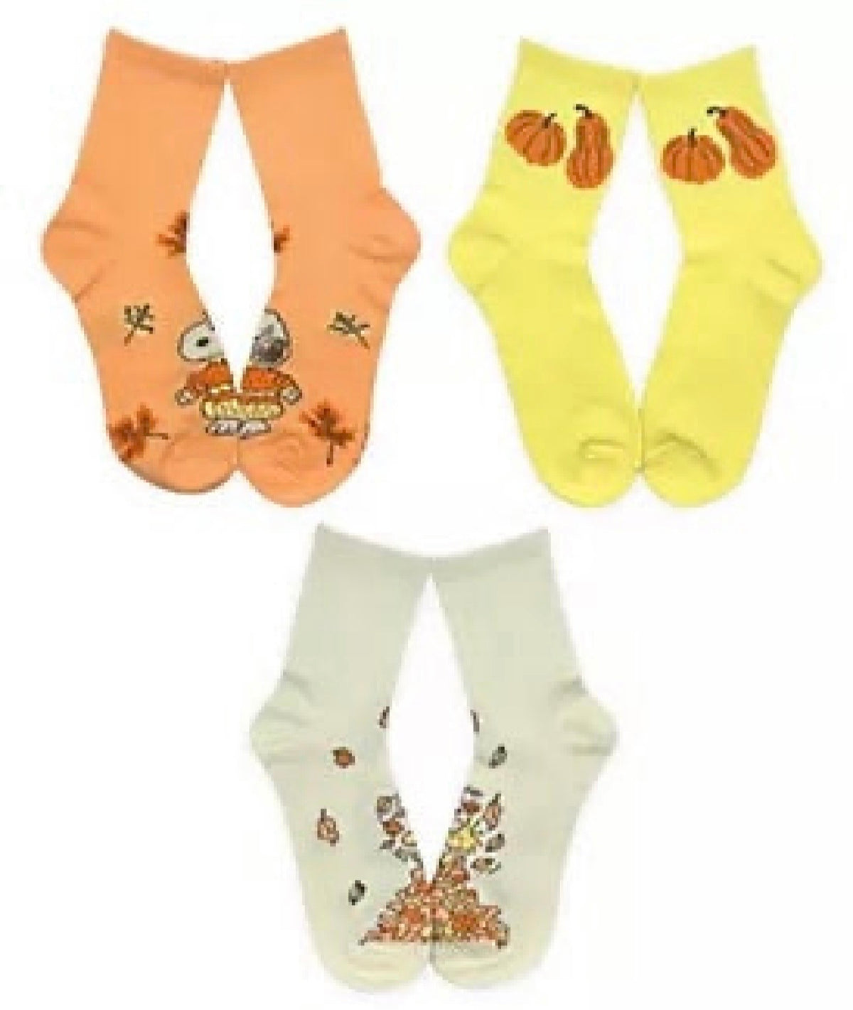 PEANUTS Ladies THANKSGIVING 3 Pair Of Socks PILGRIM SNOOPY (Choose Style)