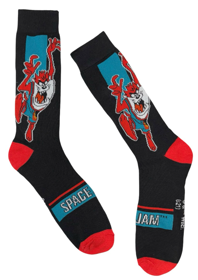 LOONEY TUNES SPACE JAM Men’s TASMANIAN DEVIL TUNE SQUAD Socks - Novelty Socks And Slippers