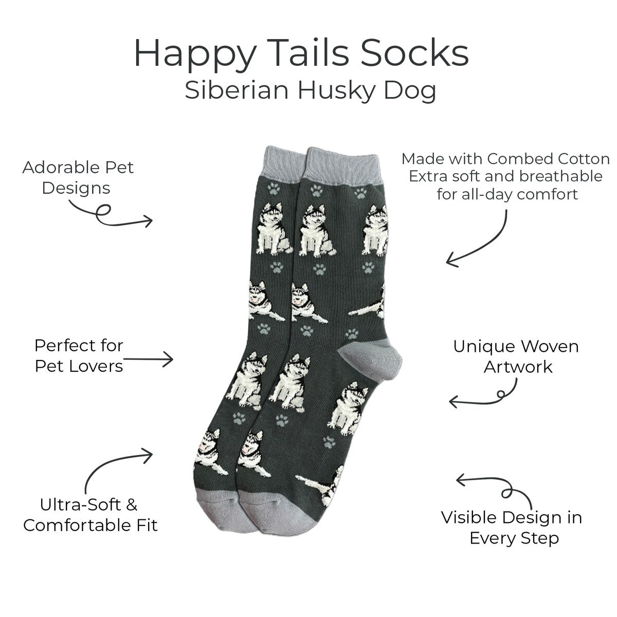 SIBERIAN HUSKY Dog Adult Unisex Socks By E&S Pets Choose Style