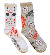 FRIDAY THE 13th LADIES 2 Pair Of HALLOWEEN SOCKS JASON & BLOOD SPLATTER (Choose Style)