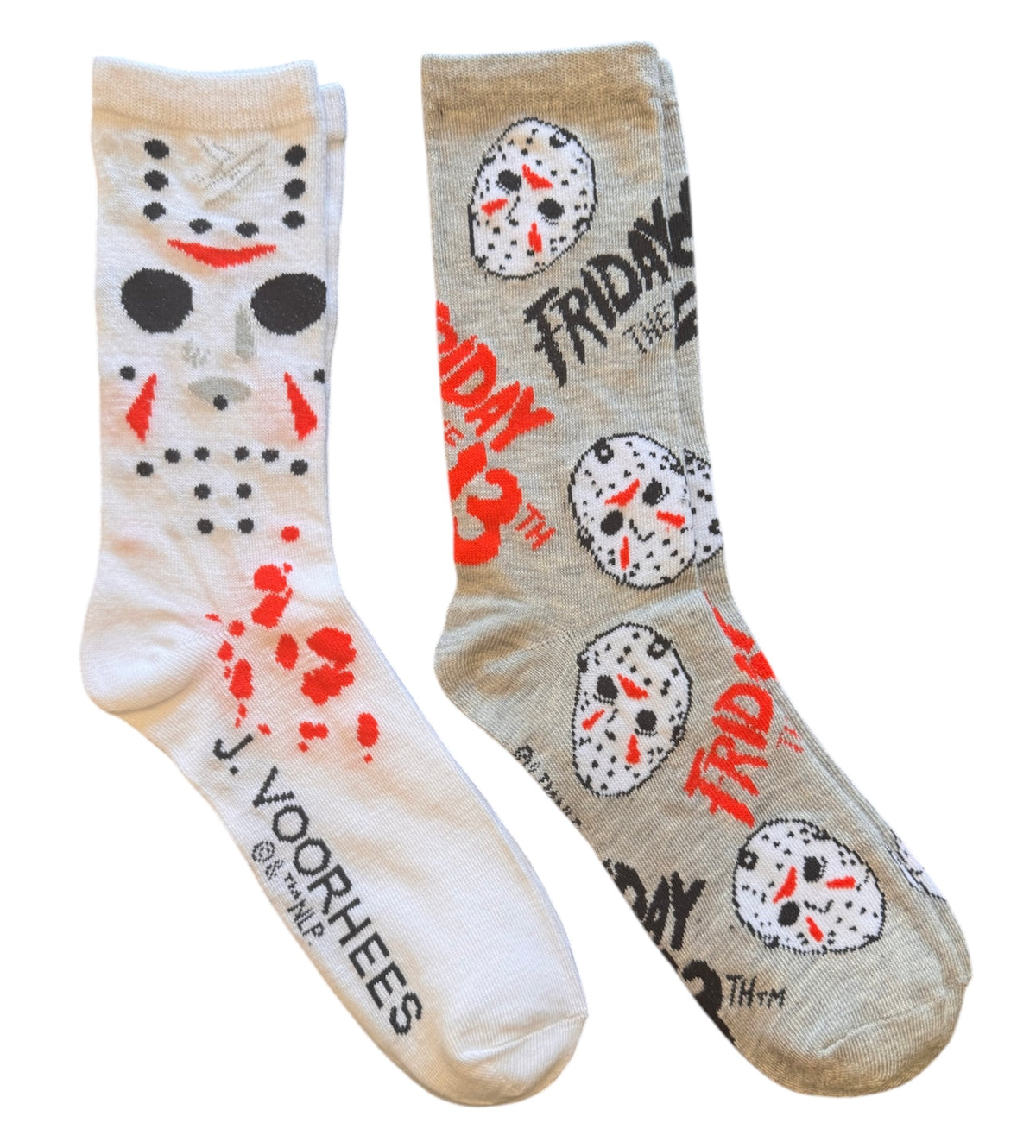 FRIDAY THE 13th LADIES 2 Pair Of HALLOWEEN SOCKS JASON & BLOOD SPLATTER (Choose Style)