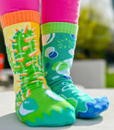 POKEY & POPPY Unisex CACTUS & BUBBLES Mismatched Gripper Bottom Socks PALS SOCKS Brand (CHOOSE SIZE) - Novelty Socks And Slippers