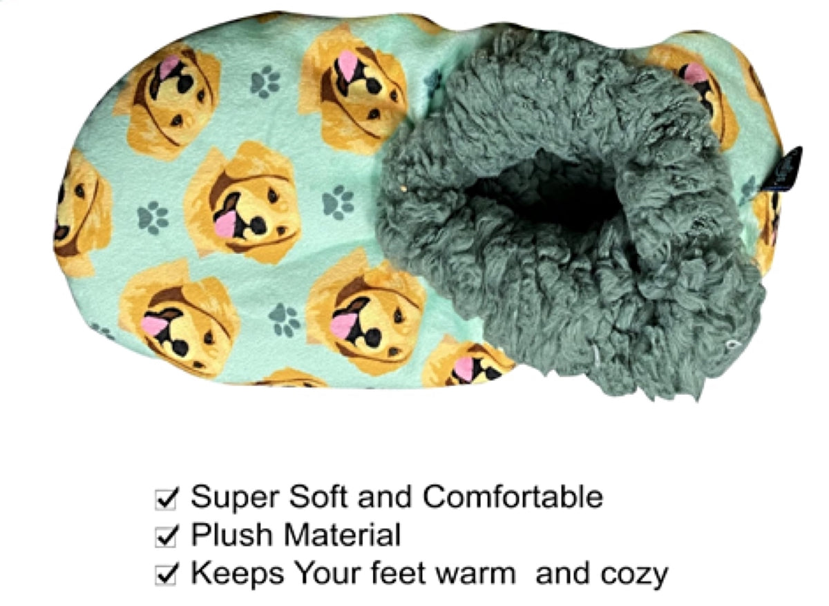 COMFIES BRAND Ladies GOLDEN RETRIEVER DOG Non-Skid Slippers - Novelty Socks for Less