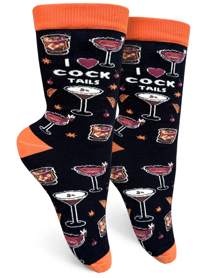 I LOVE COCK TAILS Ladies Socks GROOVY THINGS Brand - Novelty Socks And Slippers