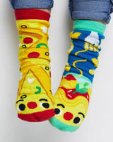 PIZZA & PASTA Unisex Toddler-Tween Mismatched Gripper Bottom Socks PALS SOCKS Brand (CHOOSE SIZE) - Novelty Socks And Slippers