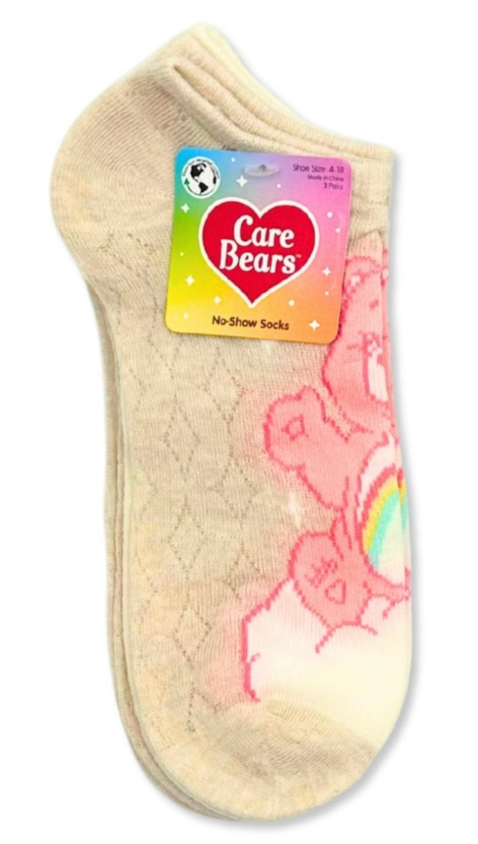 CARE BEARS Ladies 3 Pair Of No Show Socks Share Bear, Cheer Bear