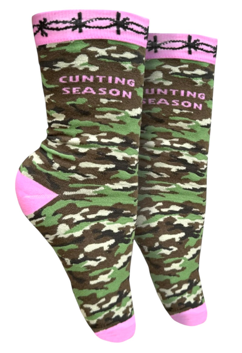 GROOVY THINGS Co. Brand Ladies CUNTING SEASON Camo Socks - Novelty Socks And Slippers