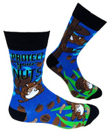 FABDAZ Brand Men’s SQUIRREL Socks ‘PROTECT YOUR NUTS’ - Novelty Socks And Slippers