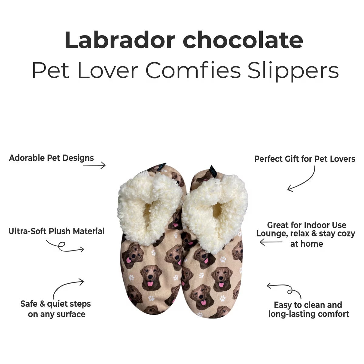 CHOCOLATE LABRADOR Dog Ladies Non-Slip Slippers COMFIES BRAND By E&S Pets